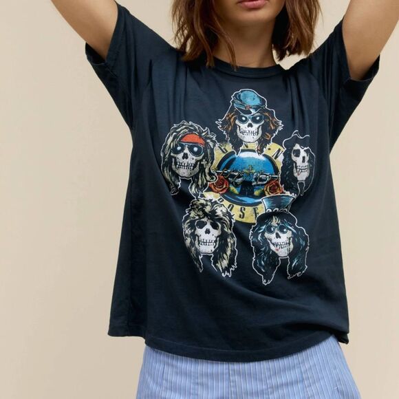 DAYDREAMER | Guns N Roses UK Tour '87 Ringer Tee - Vintage Black - Picture 1 of 7